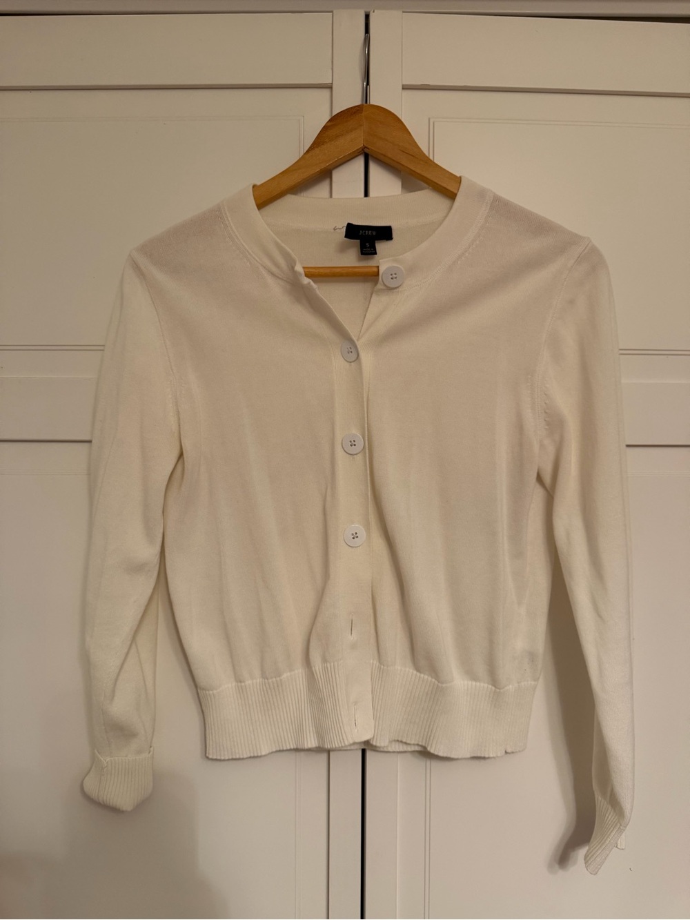 J. Crew Women's Ivory Button-Front Cotton Cardigan